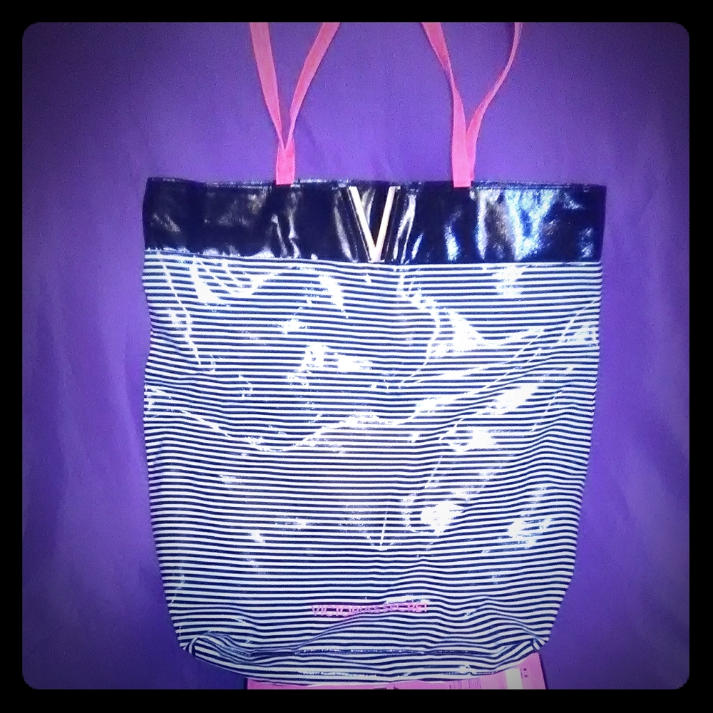 🆕Victoria's secret beach bag bag stripes pink